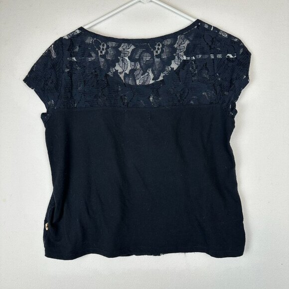 Hollister Short Sleeve Lace Top in Navy Blue - Picture 2 of 6